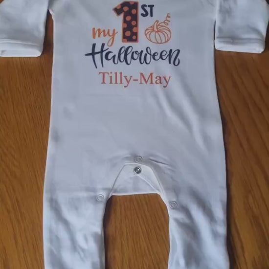 Personalised First Halloween Baby Romper Baby Halloween Costume Gift Personalised First Halloween Sleepsuit