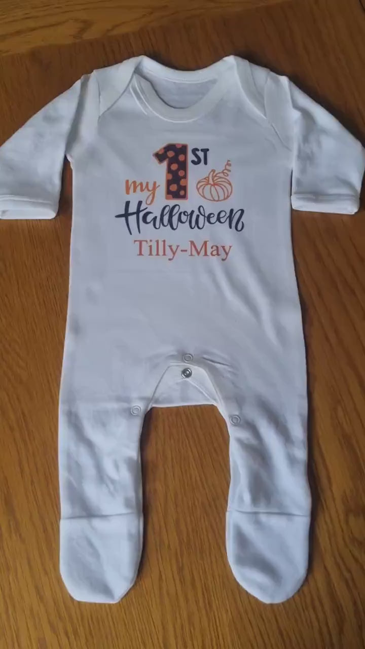 Personalised First Halloween Baby Romper Baby Halloween Costume Gift Personalised First Halloween Sleepsuit