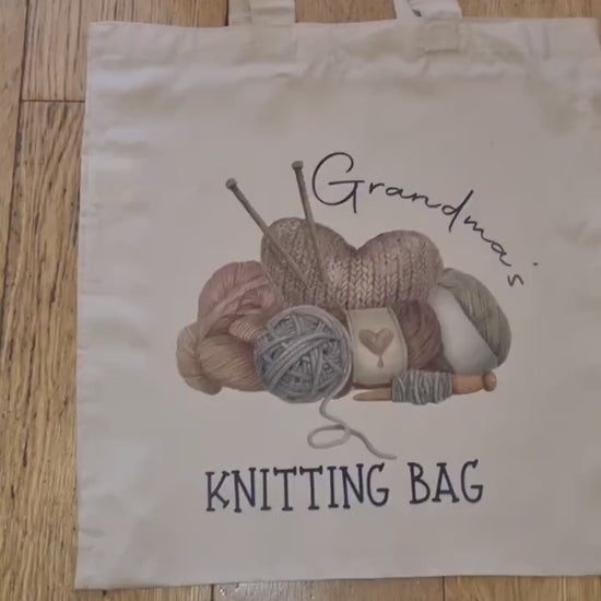 Personalised Knitting Bag - Grandma's Knitting Bag - Nannies Knitting Bag - Craft Bag