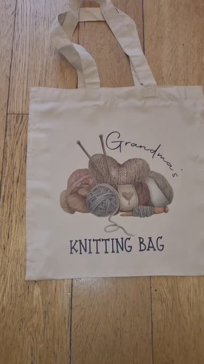 Personalised Knitting Bag - Grandma's Knitting Bag - Nannies Knitting Bag - Craft Bag