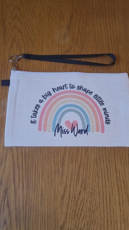 Personalised Teacher It Takes a big heart to shape little minds Pencil Case, Make up Bag | Thank You Teacher Gift