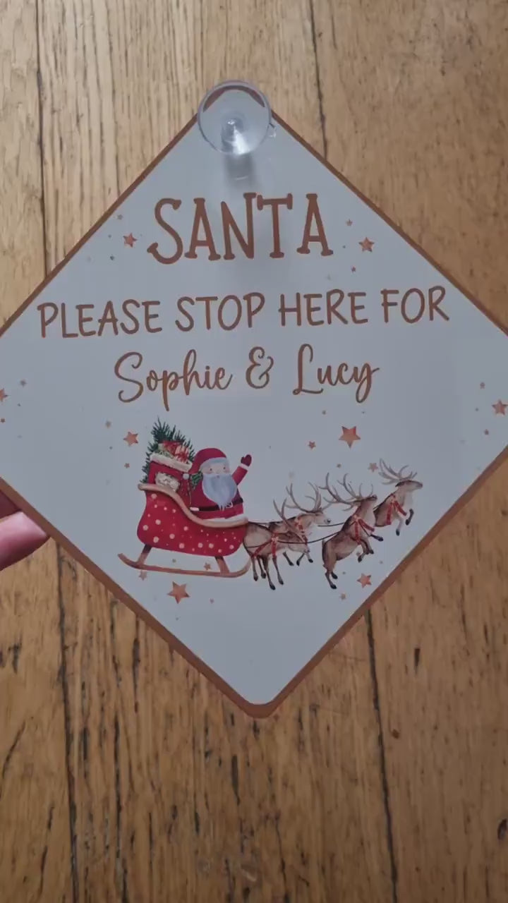 Personalised Santa Stop Here Sign - Christmas Decoration, Christmas Window Stop here Sign, Christmas Gift for Kids