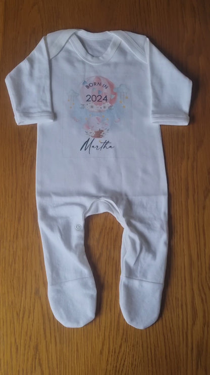 Personalised Born in 2024 Rompersuit or Vest - Elephant