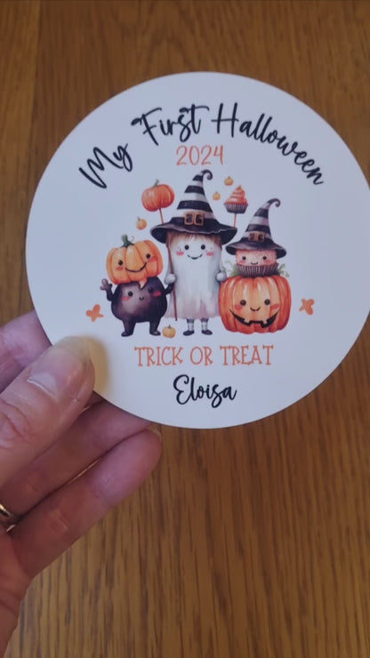 Personalised My First Halloween disc/coaster | Baby First Halloween milestone Coaster