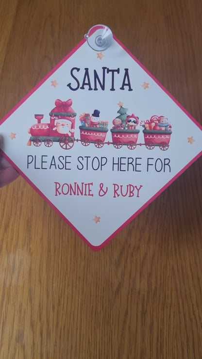 Personalised Santa Stop Here Sign - Christmas Decoration, Christmas Window Stop here Sign, Christmas Gift for Kids