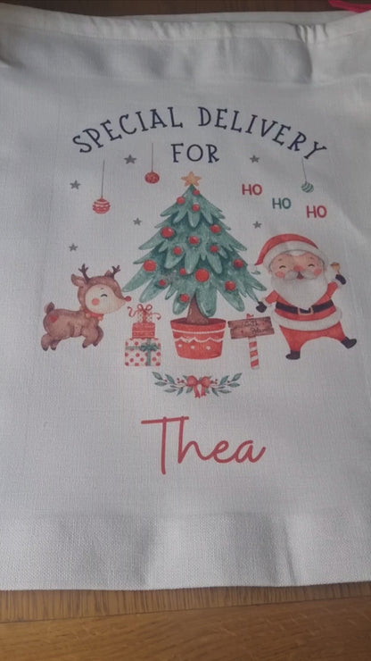 Personalised Christmas Santa sack - Cute Santa - Christmas Stocking - Christmas Eve sack