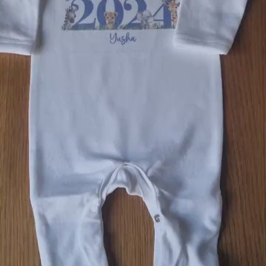 Personalised Born In 2024 Baby Rompersuit- New Baby Sleepsuit - Welcome to the World - Hello Baby