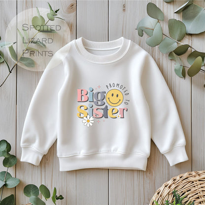 Promoted to Big Sister Kids Sweatshirt - Sisters Toddler Clothing - Cute Jumper - Siblings Gift Idea - Older Sister, Matching Sister shirt