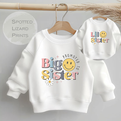 Promoted to Big Sister Kids Sweatshirt - Sisters Toddler Clothing - Cute Jumper - Siblings Gift Idea - Older Sister, Matching Sister shirt