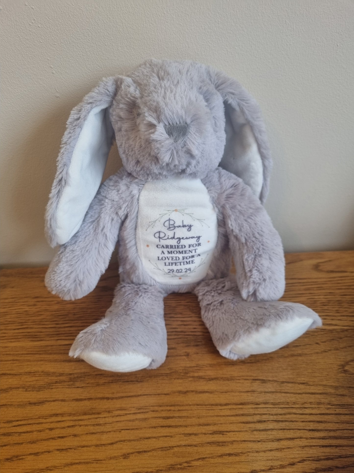 miscarriage remembrance rabbit soft toy personalised.