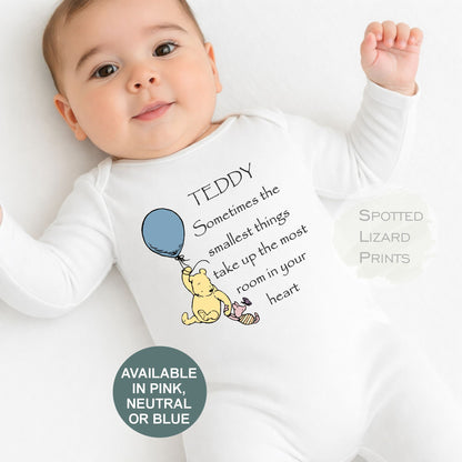 Winnie the Pooh Smallest Things take up the most room in your heart Baby Personalised Outfit 
