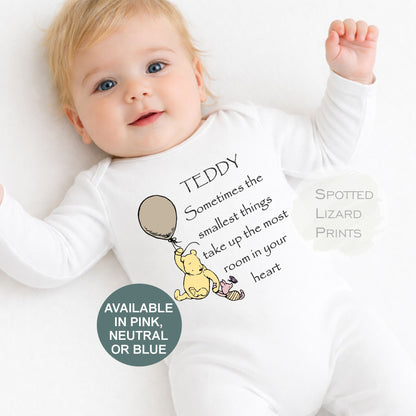 Winnie the Pooh Smallest Things take up the most room in your heart Baby Personalised Outfit 