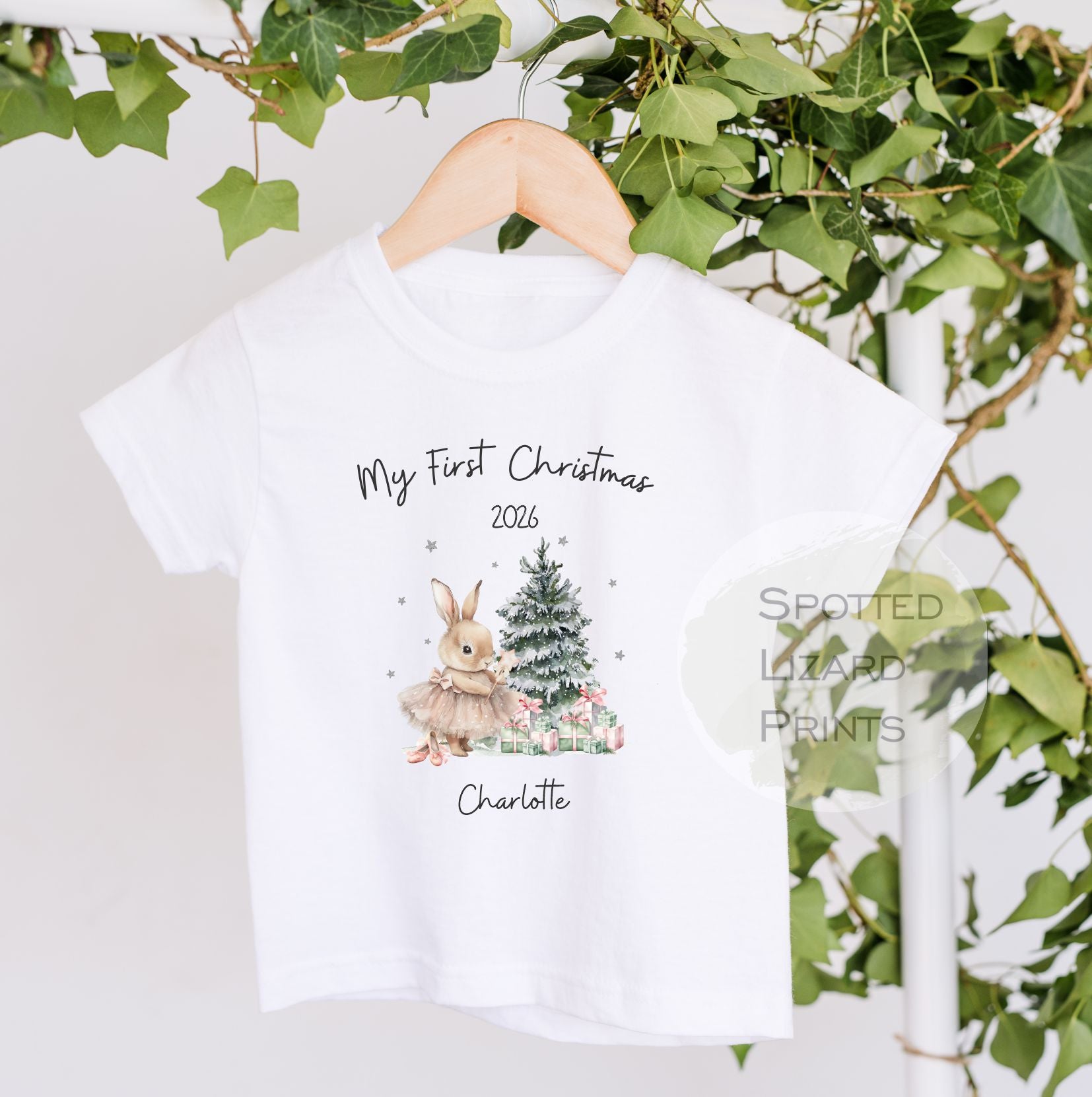Personalised First Christmas Baby Outfit- My First Christmas Sleepsuit or Vest - 1st Xmas Bunny in Tutu