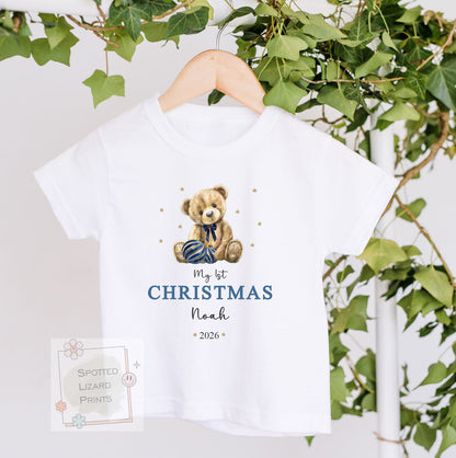 Personalised My First Christmas Baby Outfit, Teddy Bear Baby Bodysuit, Baby's First Christmas Gift, Custom Baby Vest, Christmas Jumper