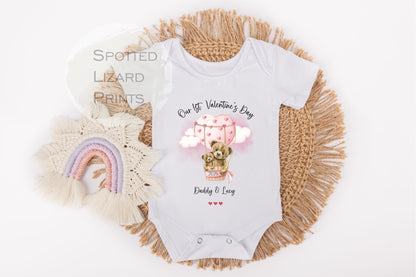 Personalised Our First Valentine's Day with Daddy Sleepsuit, vest Baby Girl / Boy Outfit First Valentines 1st Valentines - Valentines Day