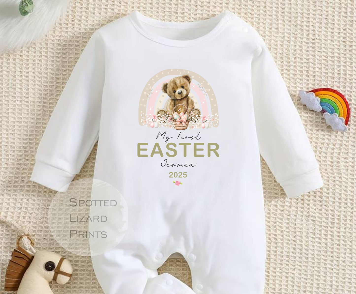 Teddy Easter Babygrow, Easter Sleepsuit, Easter T-shirt, My 1st Easter, My First Easter, Babies first Easter sleepsuit, Easter baby outfit, New baby gift