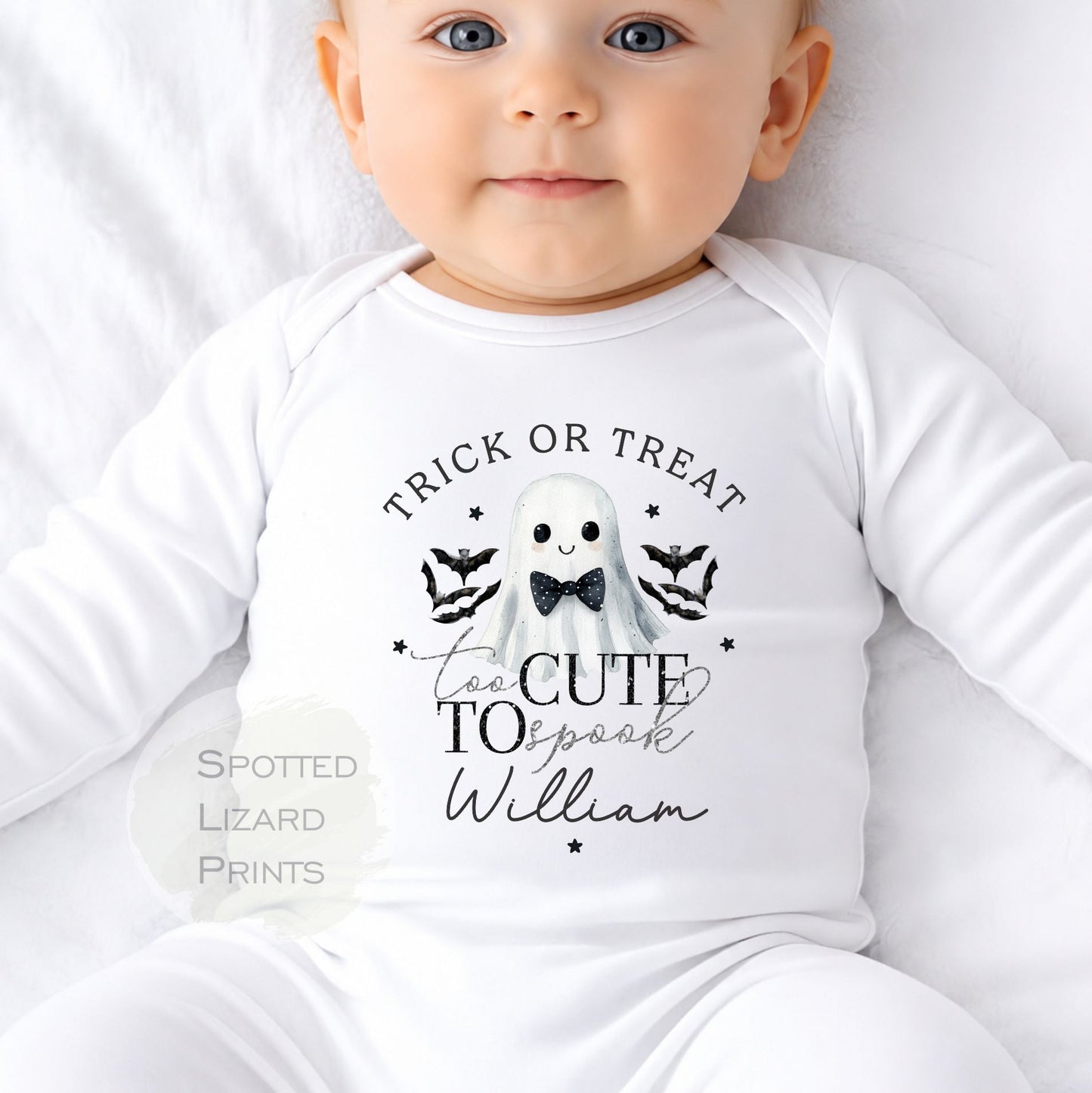 Personalised Halloween Kids Baby Vest Halloween Sleepsuit, Boy Halloween Outfit, Spooky Outfit Trick or Treat Sweatshirt, Halloween jumper