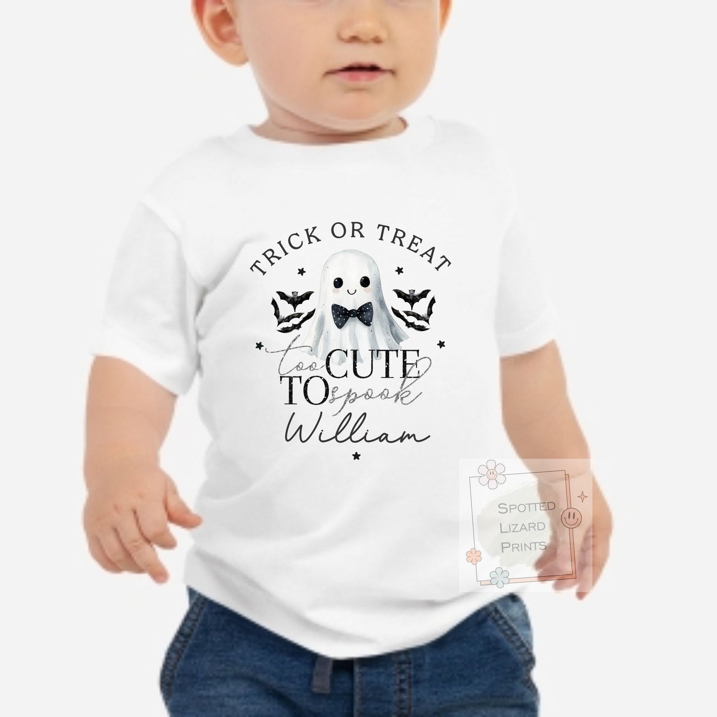 Personalised Cute Ghost Halloween Sweatshirt for Boys | Personalised Halloween Jumper | Ghost Trick or Treat Outfit | Baby Boy Halloween Sweatshirt | Custom Halloween Clothing