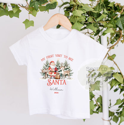 Personalised Visit Santa Sweatshirt, Baby Vest or Sleepsuit | First visit to Santa Christmas top, Children's Christmas