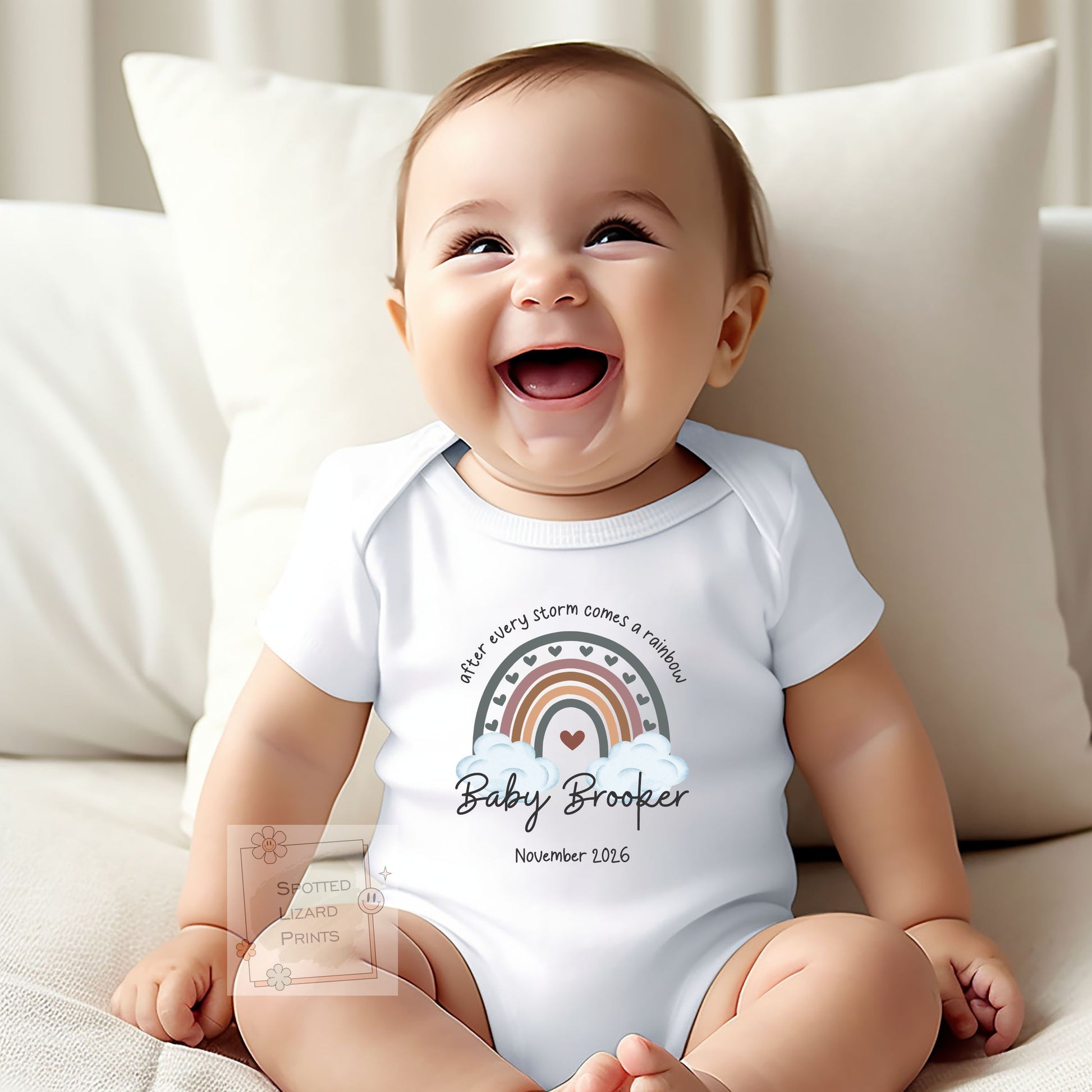 Rainbow Baby sleepsuit, IVF Baby, Personalized Baby Gift, Pregnancy Announcement, Baby Shower Gift, After Every Storm Comes a Rainbow