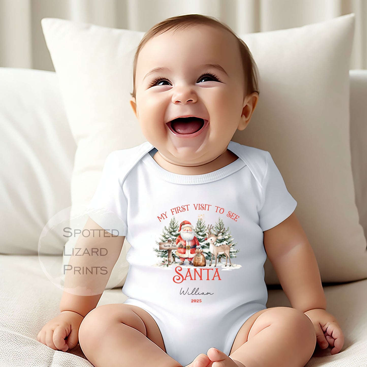My first visit to see santa Children's Christmas baby vest