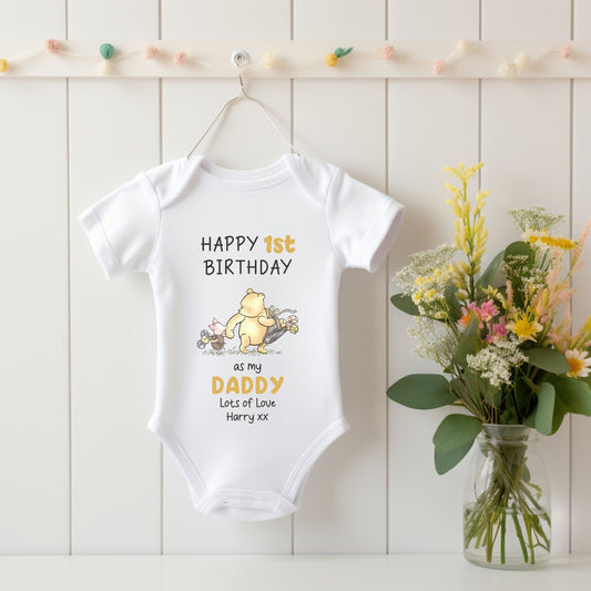 Happy first Birthday Daddy personalised baby vest