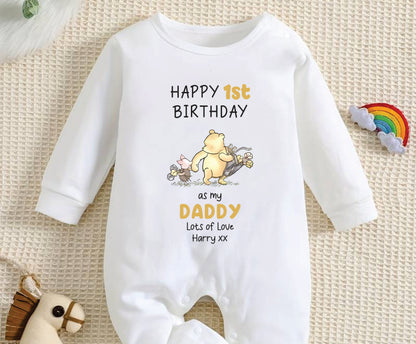 Happy first birthday Daddy personalised baby rompersuit