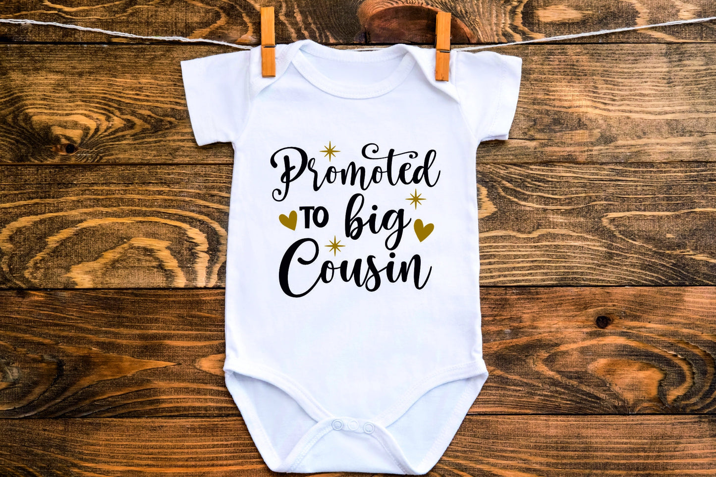 Promoted to Big Cousin Baby Vest/Rompersuit/T-shirt | New Cousin - Baby Announcement