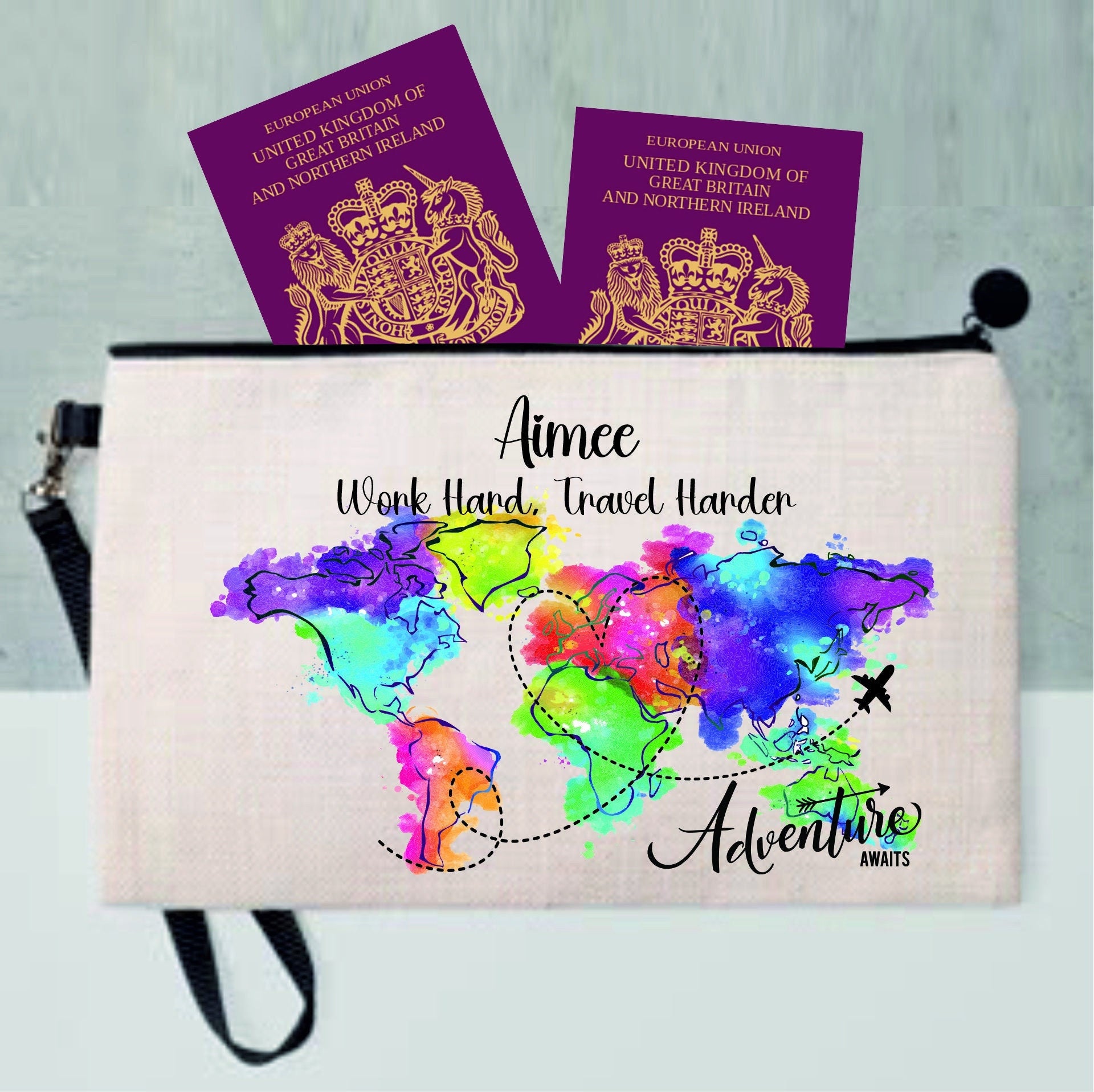 Personalised Passport Holder - Travel Documents Holder - Holiday Document Pouch - Passport Holder