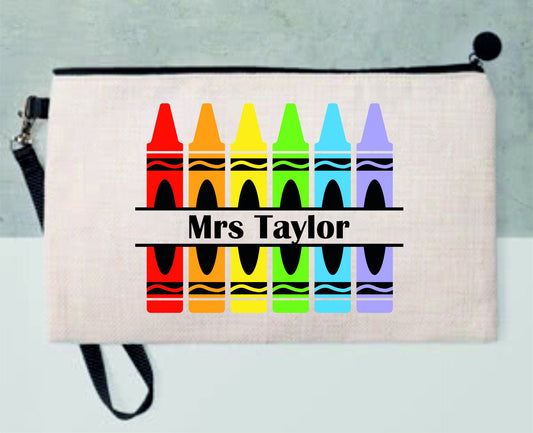 Personalised Teacher Crayons Pencil Case, Make up Bag | Thank You Teacher