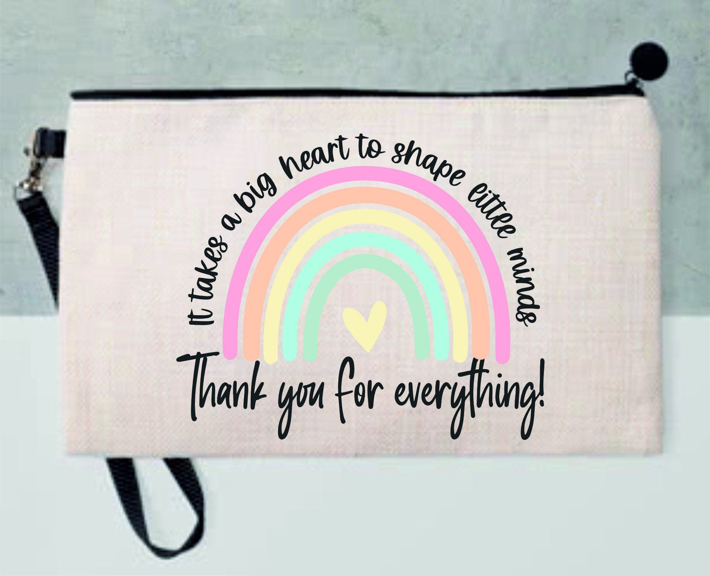 Personalised Teacher It Takes a big heart to shape little minds Pencil Case, Make up Bag | Thank You Teacher Gift