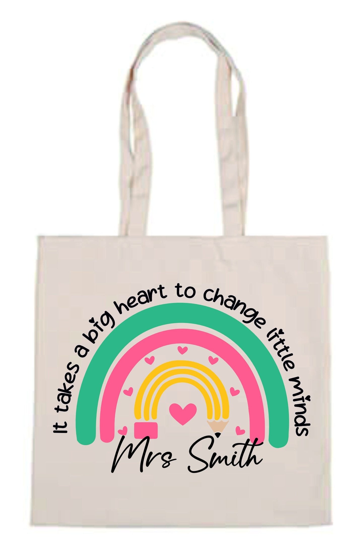 Personalised Teacher It take a big heart to change little minds Tote Bag | Thank You Teacher Gift