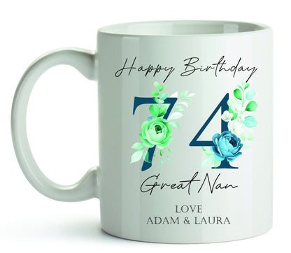 Personalised Ceramic Mug & Coaster - Age and Name 18th 21st 50th 60th 70th 80th 90th 100th Birthday Gift