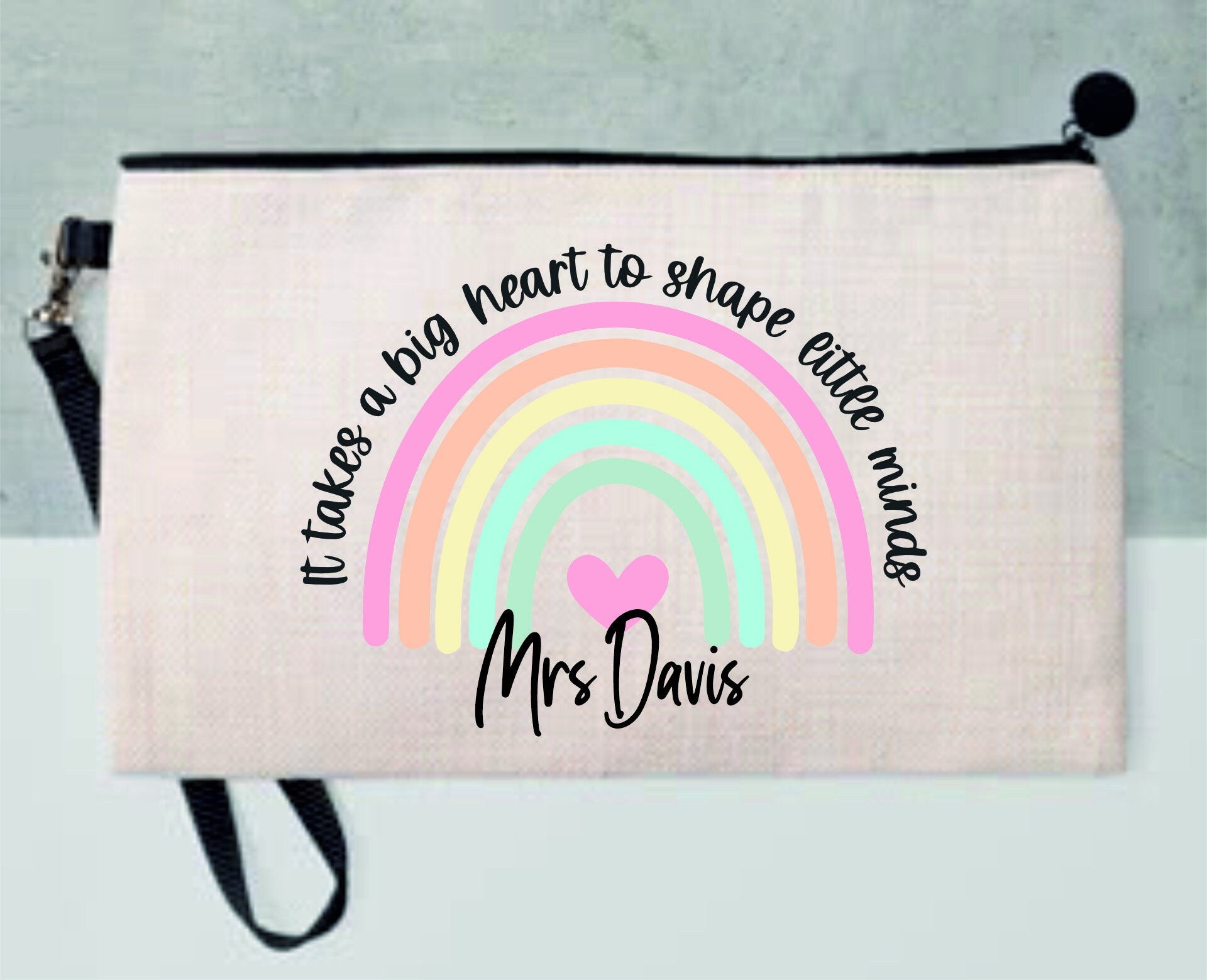 Personalised Teacher It Takes a big heart to shape little minds Pencil Case, Make up Bag | Thank You Teacher Gift