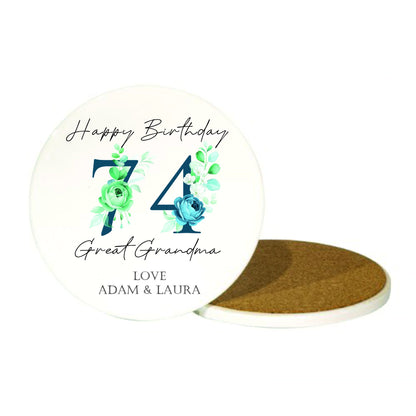 Personalised Ceramic Mug & Coaster - Age and Name 18th 21st 50th 60th 70th 80th 90th 100th Birthday Gift