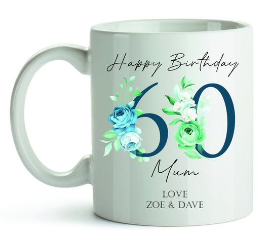 Personalised Ceramic Mug & Coaster - Age and Name 18th 21st 50th 60th 70th 80th 90th 100th Birthday Gift