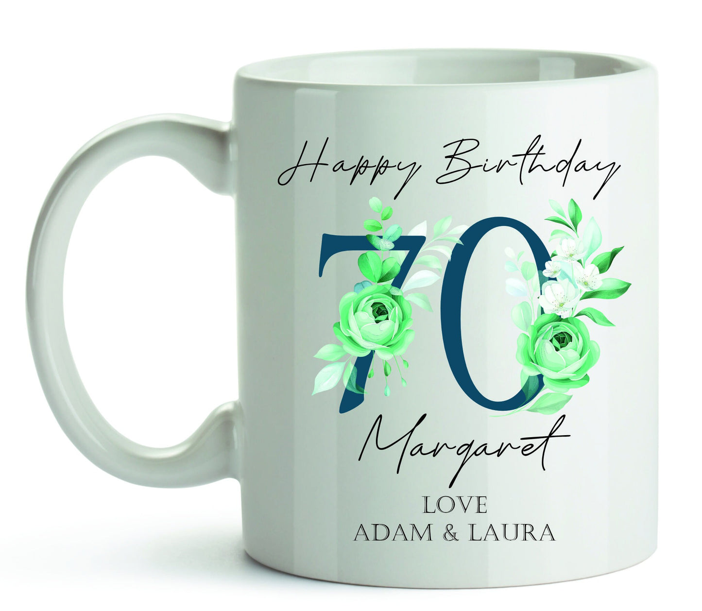 Personalised Ceramic Mug & Coaster - Age and Name 18th 21st 50th 60th 70th 80th 90th 100th Birthday Gift