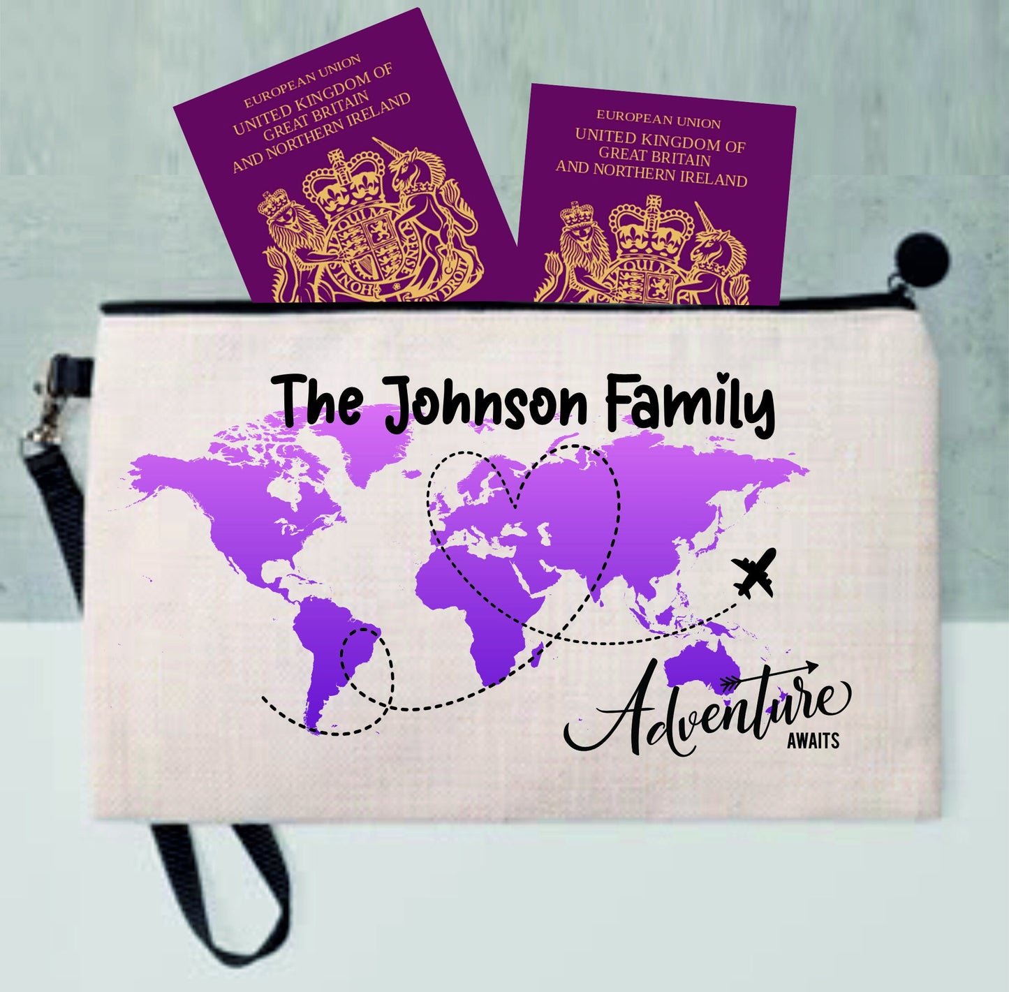 Personalised Family Passport Holder Travel Documents Holder Pouch Holiday Items Mr & Mrs Wedding Gift