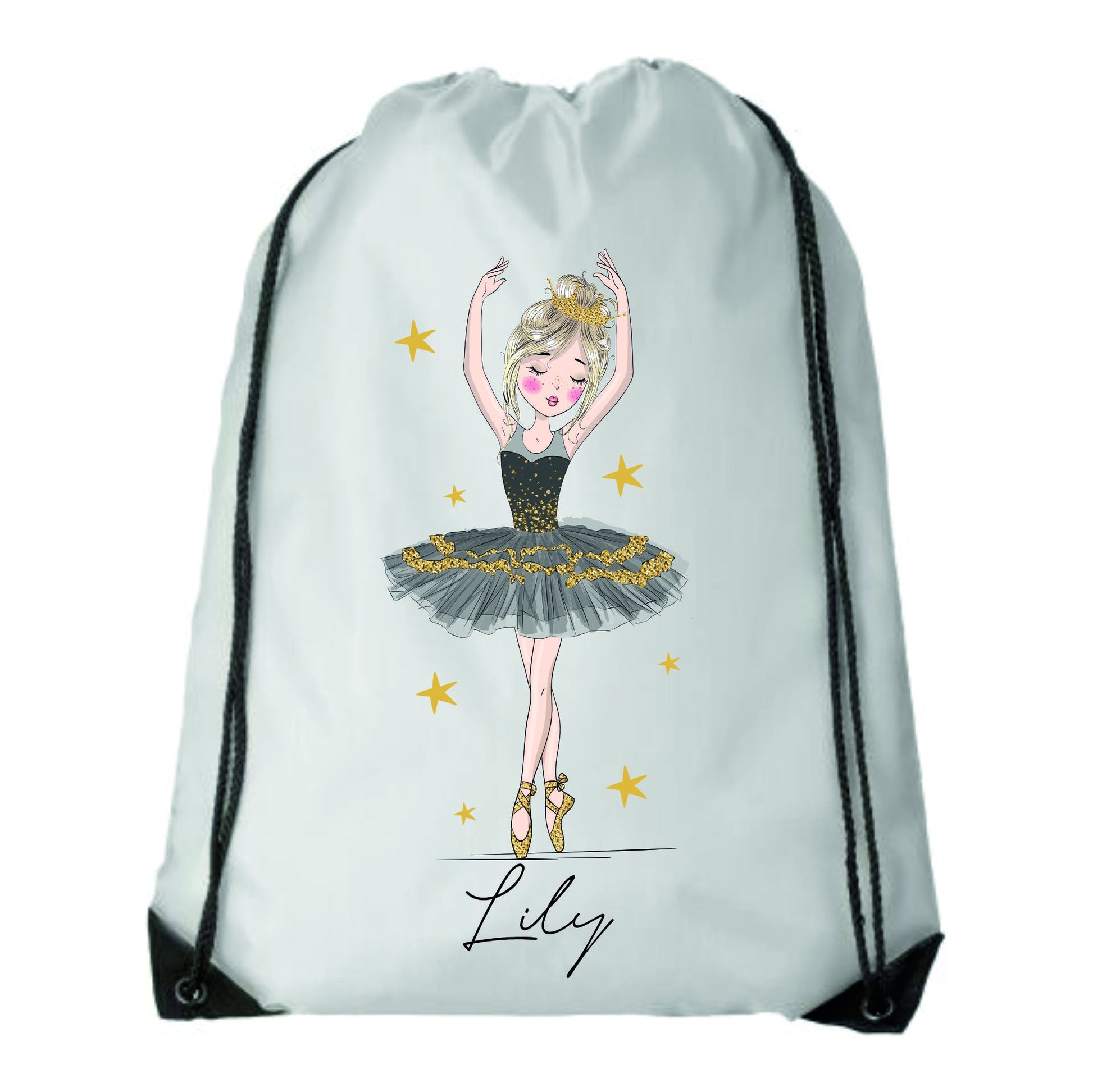 Personalised Little Ballet Girl Drawstring Kids Bag school bag, PE Bag, Swimming Bag, Ballet