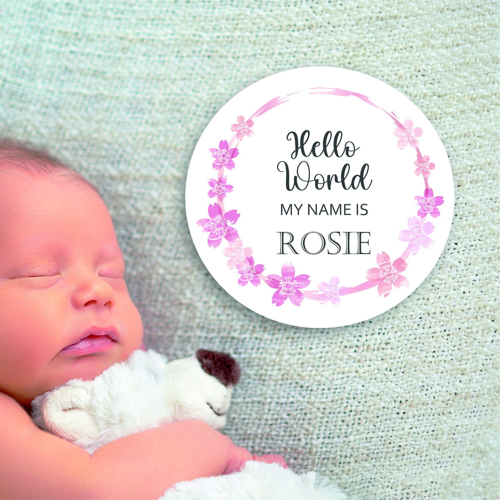 New baby arrival disc plaque Hello World My Name is, New Baby Coasters