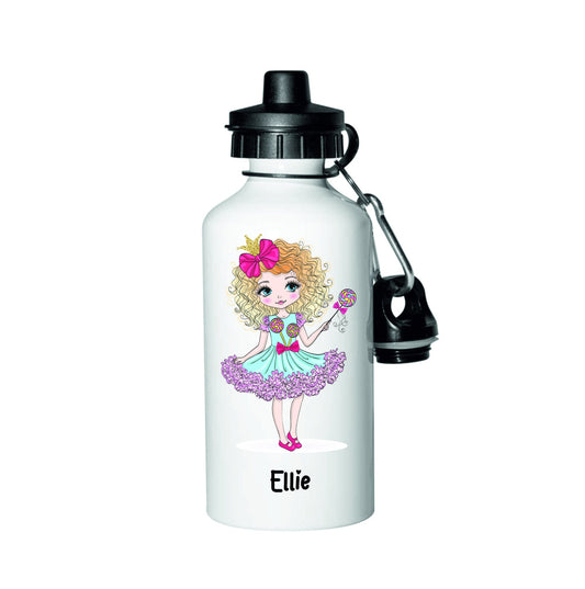 Personalised Cute Little Girl Lollipop Water Bottle Kids school bottle