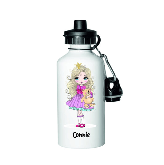 Personalised Cute Little Girl Teddy Water Bottle Kids school bottle