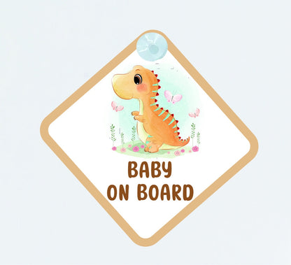 Dinosaur Baby on Board Car Sign - Baby on Board | Child on Board - Little Dinosaur on Board