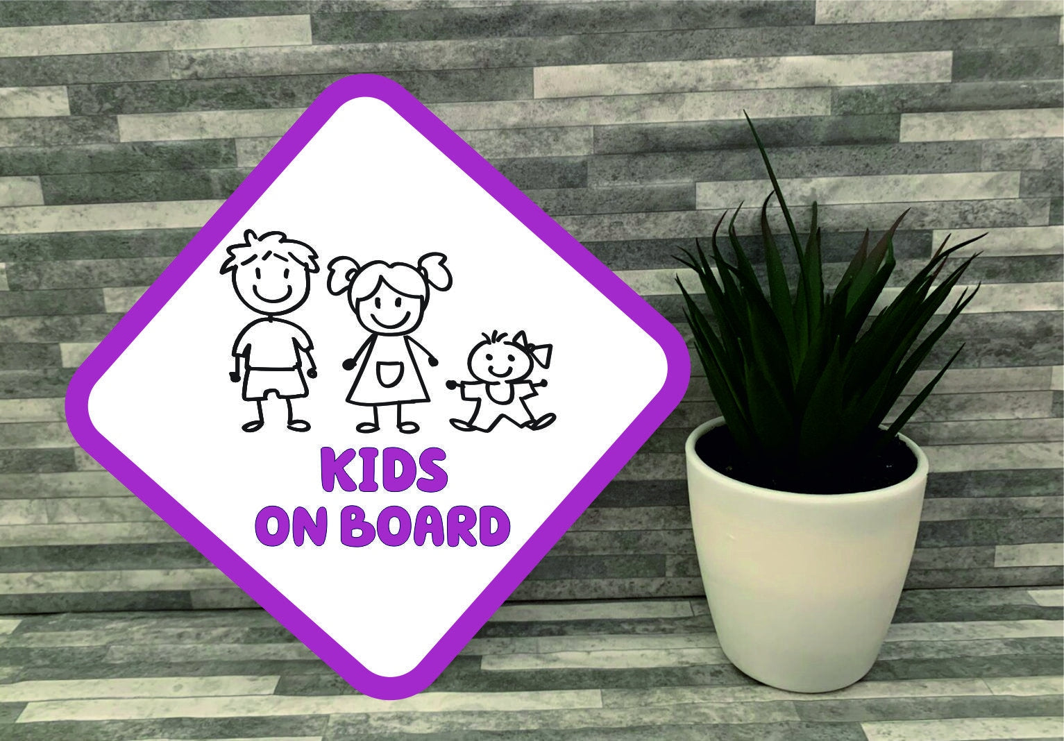 Personalised Stick Family Car Sign - Baby on Board | Child on Board