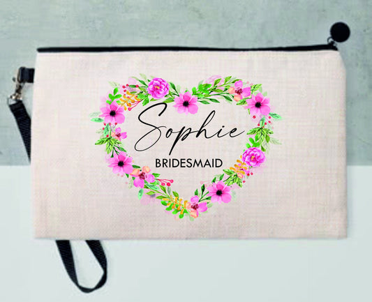 Personalised flower girl | Bridesmaid Make Up bag wedding day thank you gift bag