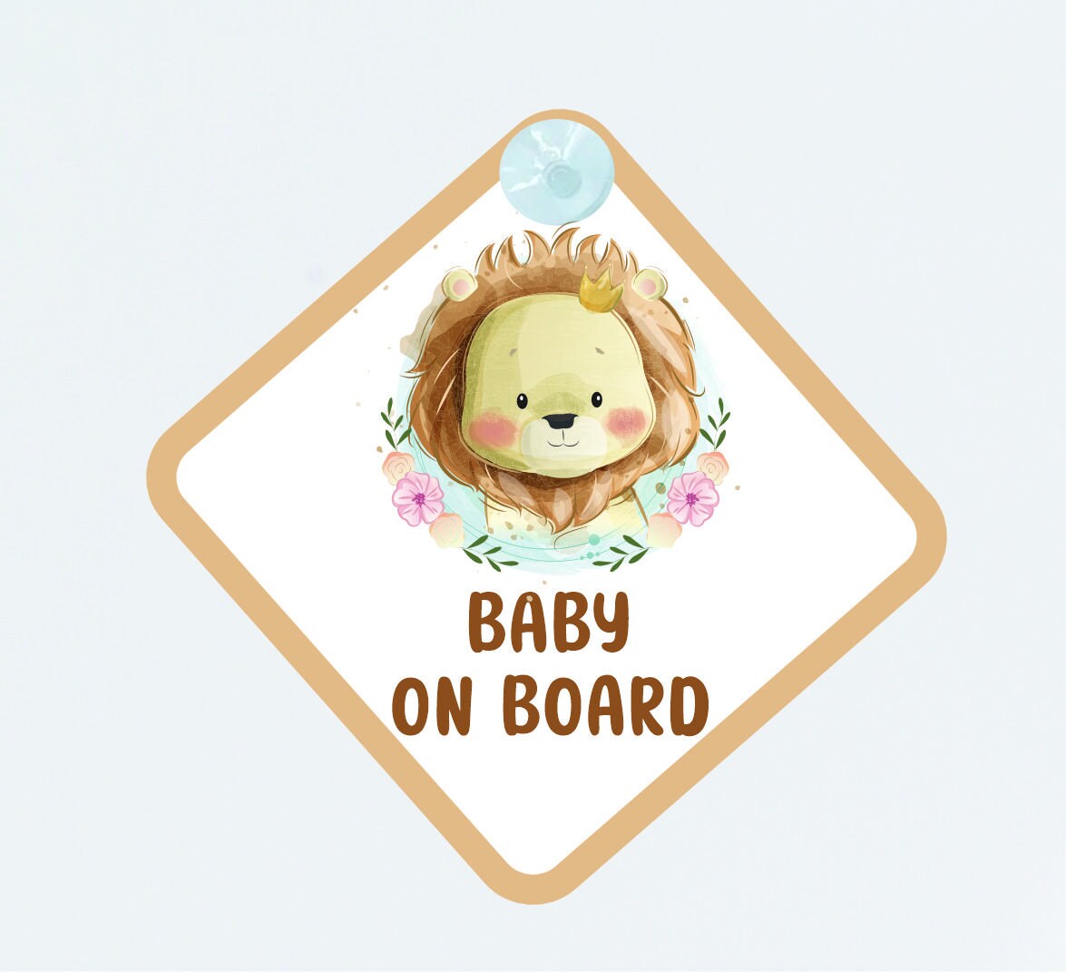 Lion Baby on Board Car Sign - Baby on Board | Child on Board - Little King on Board