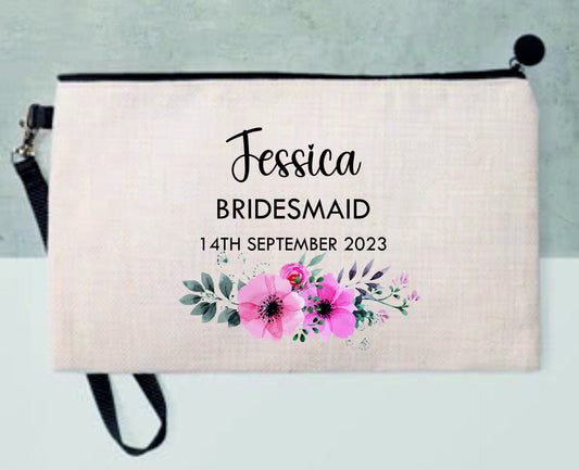 Personalised flower girl | Bridesmaid Make Up bag wedding day thank you gift bag