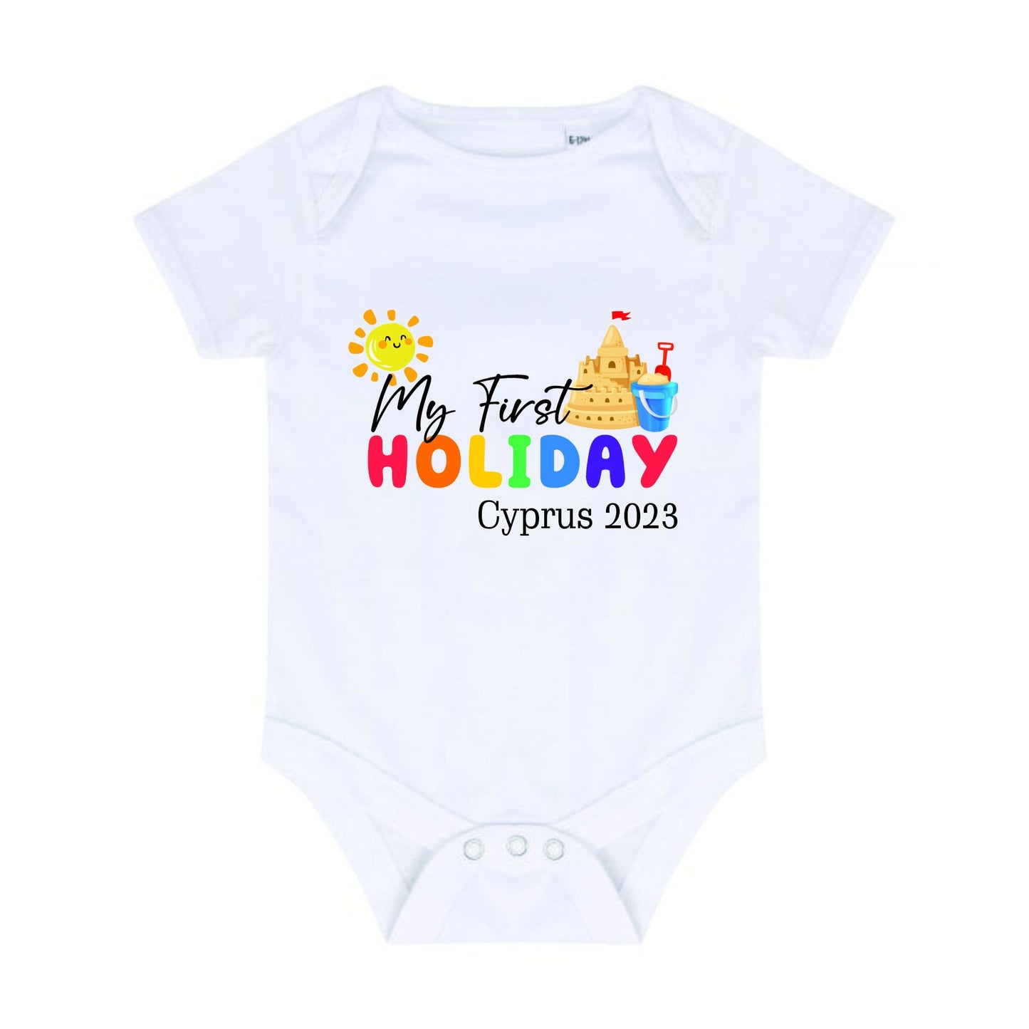 Personalised My First Holiday Kids T-Shirt, Baby Vest Vacation Kids T-shirt, baby Grow