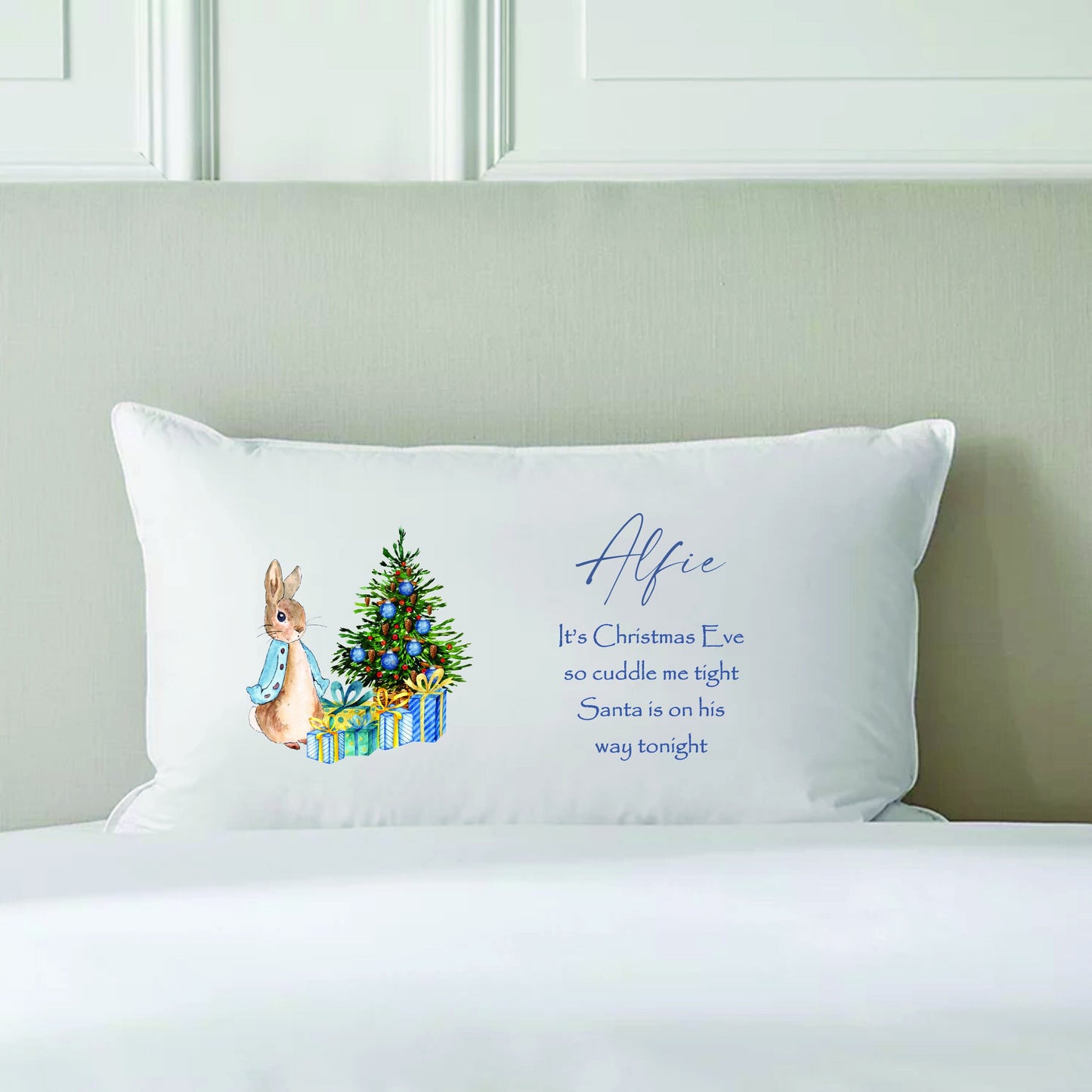 Christmas Pillow Case, Personalised Pillow, Christmas Eve Box Filler, Christmas Eve Pillowcase, Christmas Eve Box, White Pillow Cover