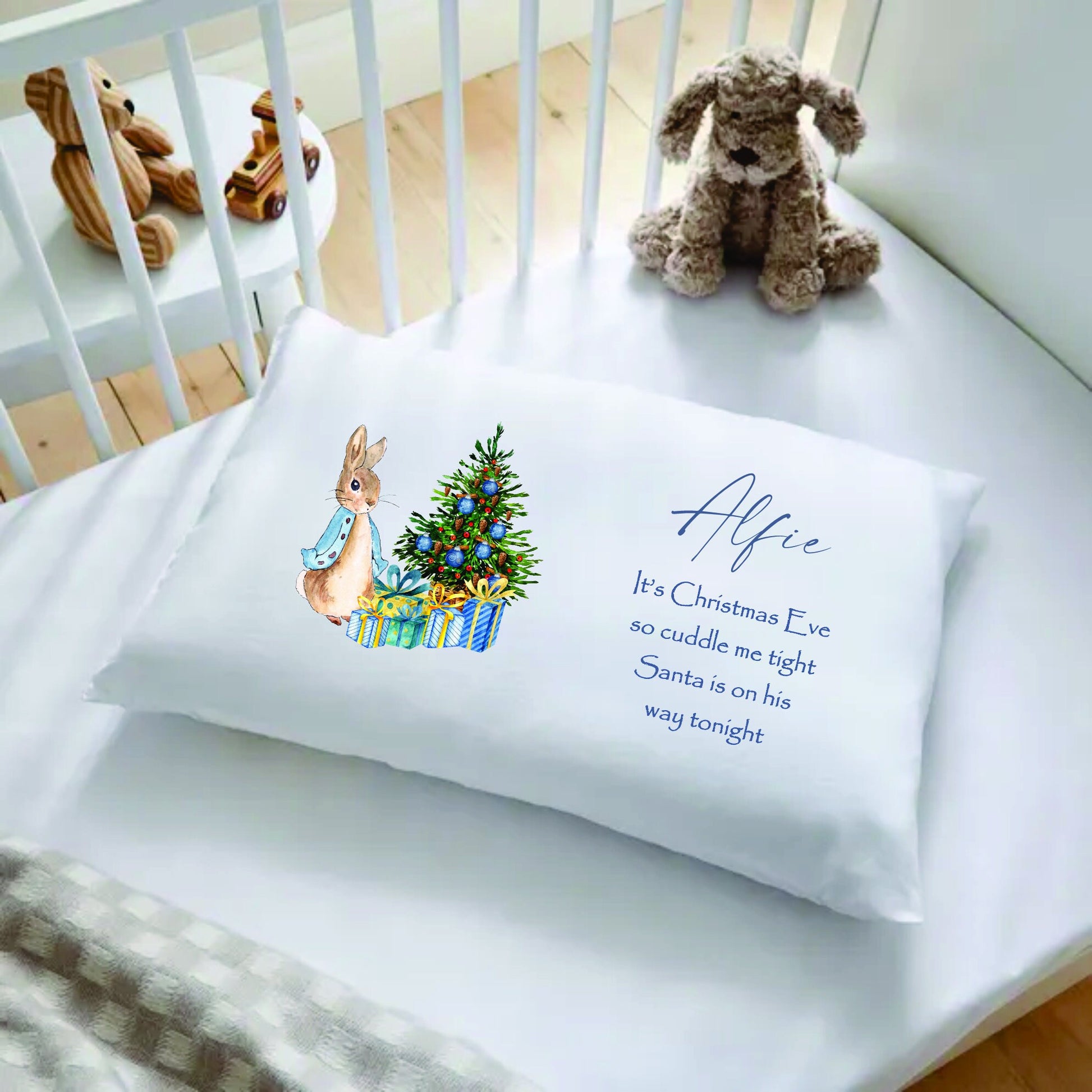 Christmas Pillow Case, Personalised Pillow, Christmas Eve Box Filler, Christmas Eve Pillowcase, Christmas Eve Box, White Pillow Cover